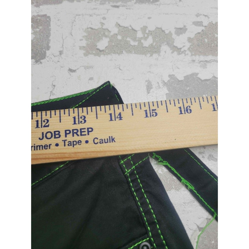 Hot Topic Black and Green Skull Stud Strap Flare Pants Junior's Size 9 Goth Punk - Picture 3 of 9